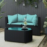 The Living Store Vrtna sedežna garnitura 3-delna z blazinami črn poli ratan - Vrtna Sedežna Garnitura, (21481048) | Shoptok.si