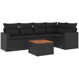  6-dijelni set vrtnih sofa s jastucima crni od poliratana | shoptok.hr