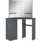 vidaXL Kutni toaletni stolić s LED svjetlom sivi 111 x 54 x 141,5 cm | shoptok.hr
