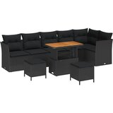  Sjedeća garnitura za vrt s jastukom 9 pcs Crna 90 x 55 x 71 cm | shoptok.hr