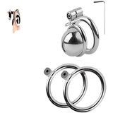 Fetish collection - mini kletka za penis s 3 zamenljivimi obročki za modo (srebrna) | Shoptok.si