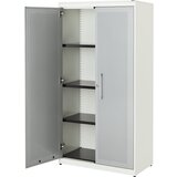 mauser Omara s krilnimi vrati, akustični učinek, VxŠxG 1516 x 800 x 432 mm, 3 police, čista bela / aluminijasto siva | Shoptok.si