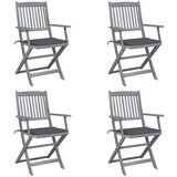 Maison Chic Zložljivi Vrtni Stoli - Stol za vrti 4 kosi z blazinami trden akacijev les JS2956, (21875828) | Shoptok.si
