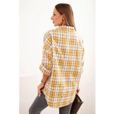 Kesi Włoski Women's cotton checkered shirt with a distressed effect mustard | shoptok.hr