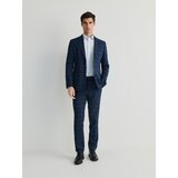 Reserved kariraste hlače slim fit - mornarsko modra Cene