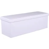 Zložljiv taburet, belo eko usnje, ZAMIRA