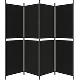 Sobna pregrada s 4 panela crna 200 x 180 cm od tkanine | Eponuda.com