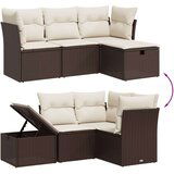 vidaXL 4-dijelni set vrtnih sofa od poliratana s jastucima smeđi | shoptok.hr