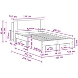  Okvir kreveta s pohranom s uzglavljem Hrast sonoma 120 x 200 cm | shoptok.hr