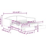 vidaXL Dnevni krevet na razvlačenje s ladicama krem 100x200 cm tkanina | shoptok.hr