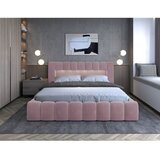 ELTAP Rožnata oblazinjena zakonska postelja s prostorom za shranjevanje z letvenim dnom 140x200 cm Lamica – | Shoptok.si