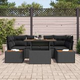  Vrtna sedežna garnitura s shranjevanjem 7 pcs Črna Poly ratan, (5000153525) | Shoptok.si