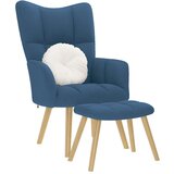 vidaXL Stol za sproščanje s stolčkom za noge modro blago | Shoptok.si