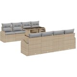  Sjedeća garnitura za vrt 9 kom. Bež Poli Ratan 234 x 179 x 85 cm | Shoptok.si