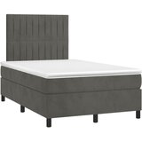 Krevet box spring s madracem LED tamnosivi 120 x 190 cm baršun | Eponuda.com