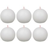 Bolsius rustične okrugle svijeće Shine 6 kom 76x71 mm mutno bijele | shoptok.hr