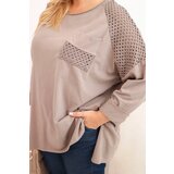 Kesi Włoski Plus Size women's cotton blouse with fango print color | Shoptok.si