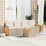 vidaXL 5-dijelni vrtni set sofa s jastucima bež od poliratana | shoptok.hr