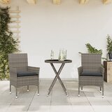 vidaXL 3-dijelni bistro set s jastucima od poliratana i stakla sivi Cijene