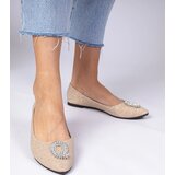 Gemre Champagne women's glitter ballet flats with rhinestones Ellada | shoptok.hr