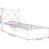  Metalni okvir za krevet s uzglavljem bijeli 80x200 cm | shoptok.hr