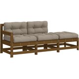The Living Store Vrtna garnitura 3-delna z blazinami medeno rjava trden les - Vrtna Sedežna Garnitura, (21459970) | Shoptok.si