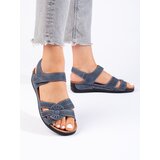 Shelvt Women's light blue sandals on a low wedge | shoptok.hr