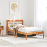 vidaXL Posteljni okvir z vzglavjem voščeno rjava 90x200 cm borovina | Shoptok.si