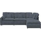  Modularna sofa s podnožjem i jastucima, baršunasta tamno siva | Eponuda.ba