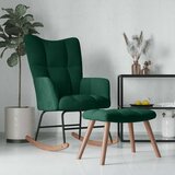  Stolica za ljuljanje s osloncem za noge tamnozelena baršunasta | shoptok.hr
