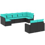  9-dijelni set vrtnih sofa od poliratana s jastucima crni | shoptok.hr
