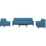 vidaXL sedežna garnitura 3-delna z blazinami moder žamet | Shoptok.si