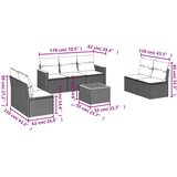  8-dijelni set vrtnih sofa od poliratana s jastucima crni | shoptok.hr
