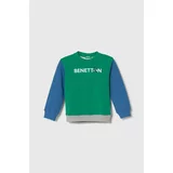 United Colors Of Benetton Otroški bombažen pulover zelena barva