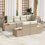 vidaXL 7-delni vrtni kavč set z blazinami Bež poly ratan | Shoptok.si