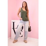 Kesi Włoski Women's blouse with straps with decorative trim khaki | Shoptok.si