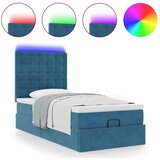  Otomanski posteljni okvir z vzmetnicami moder 80x200cm žamet | Shoptok.si