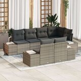 vidaXL 7 delni vrtni kavč s blazinami siv poly ratan | Shoptok.si
