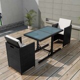 Poli 3-dijelni bistro set od poliratana s jastucima crni Cijene