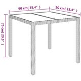  Vrtni stol sa staklenom pločom crni 90x90x75 cm od poliratana | shoptok.hr
