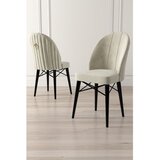 Hanah home set trpezarijskih stolica Ritim 8 kom, krem tkanina Babyface, crne drvene noge | Eponuda.com
