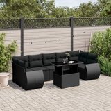 vidaXL Vrtna sedežna garnitura 8-delna z blazinami črn poli ratan | Shoptok.si