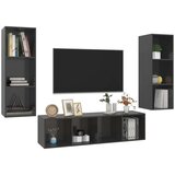  3-dijelni set TV ormarića visoki sjaj sivi od iverice | shoptok.hr