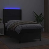  Box spring postelja z vzmetnico LED črna 90x200 cm umetno usnje, (20725224) | Shoptok.si