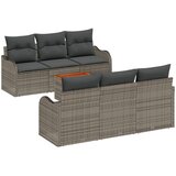 vidaXL 7-dijelni set sofe za vrt s jastučićima siva poli ratan akacija, 2-sjedna vrtna sofa s jastučićima siva poli ratan Cijene