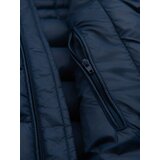 Ombre Men's lightweight jacket of combined materials with hood and decorative quilting - black | shoptok.hr
