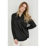 Victoria Beckham Pamučna bluza za žene, boja: crna, glatka
