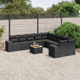 vidaXL 11-dijelni set vrtnih sofa od poliratana s jastucima crni | shoptok.hr