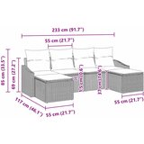  Set sofe 6 kom. Siva poliratan 233 x 117 x 85 cm | Shoptok.si