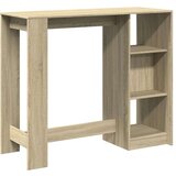 vidaXL Barska miza s policami sonoma hrast 124x46x103,5 cm inž. les | Shoptok.si